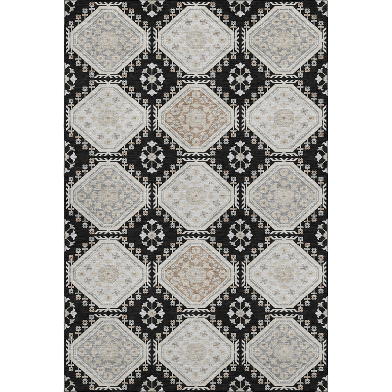 Premium Machine Washable Sykora AMF1442 Formal Rug, Rectangle 3' x 5'