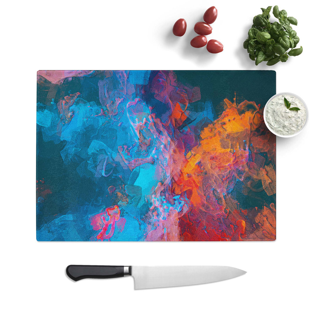 Glass Midnight Smoke in Abstract Chopping Board