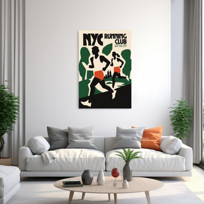Central Park Running Club Retro Vintage Abstract City Wall Art Print by Patryk Krygowski - Wrapped Canvas Print
