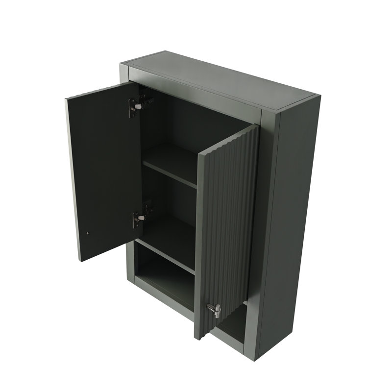Wall Bathroom Shelves, Vintage Green, Brushed Nickel