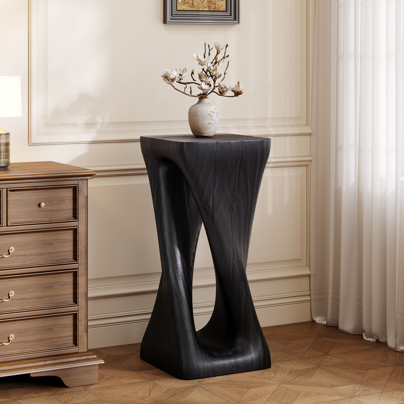 Table d'appoint d'extérieur, table de bout en forme de torsion, table d'appoint décorative, table de tabouret de jardin pour terrasse de balcon, côté piscine, béton léger, texture semblable au bois