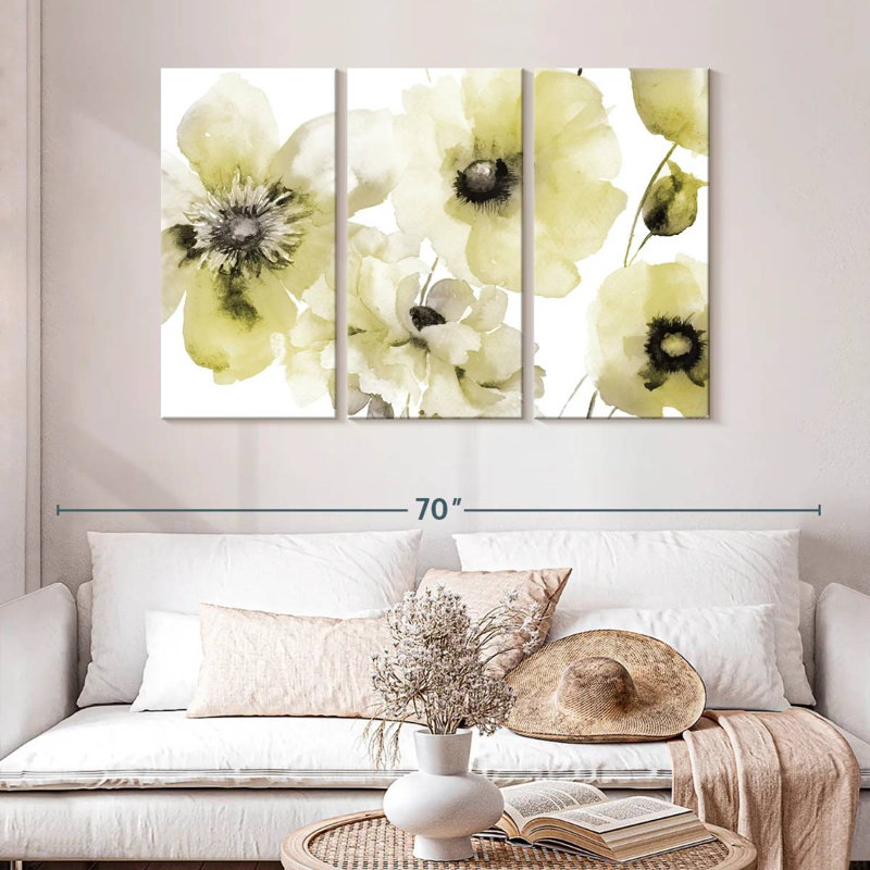 Harnek gris jaune fleuri I, H 32 po x l 50 po