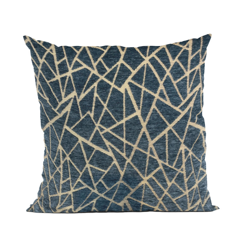 Coussin Plutus, Or / bleu marine géométrique, H 20 po x l 30 po, Forme rectangulaire