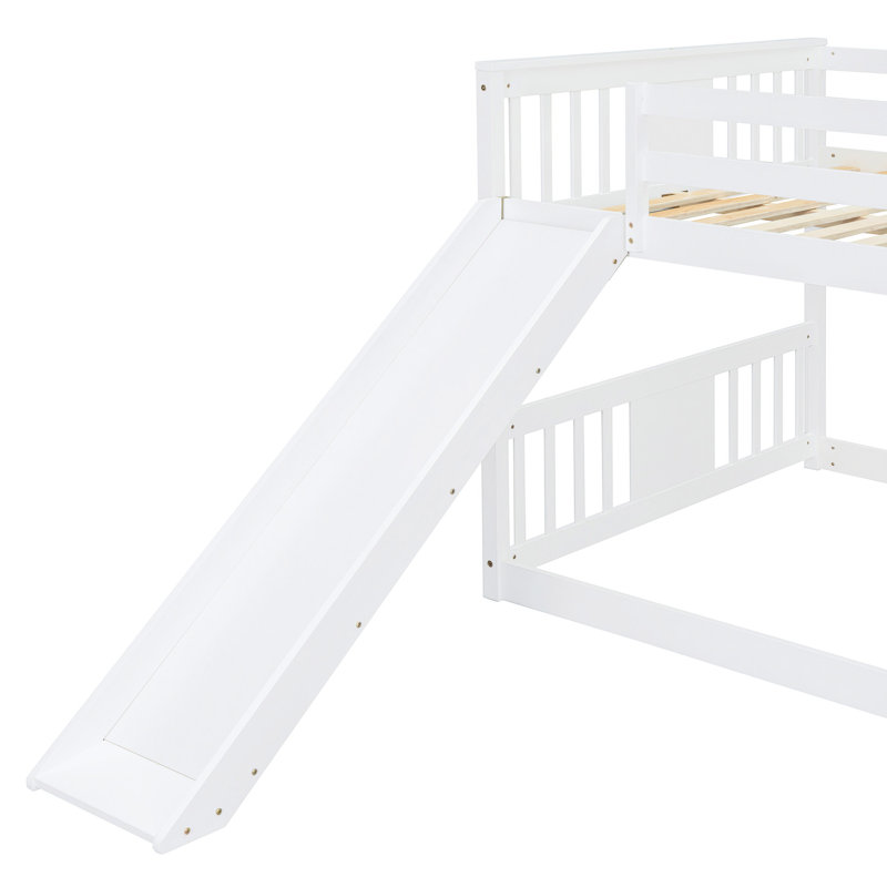 Lit double superposé blanc avec glissade robuste et polyvalente - Maximisez l'espace de votre chambre à coucher