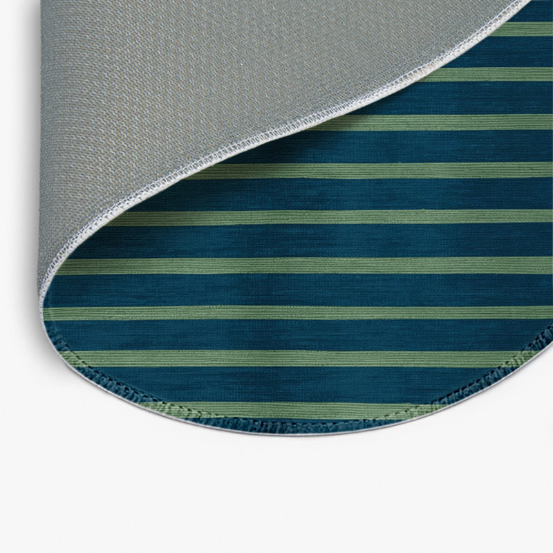Tapis intérieur / extérieur vert HorizontalStripes, Rond 5 pi