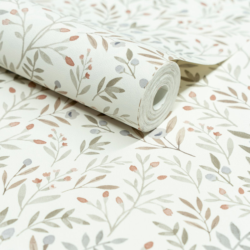 Inia Colection All-Over Leaf Branches Wallpaper Roll, Beige