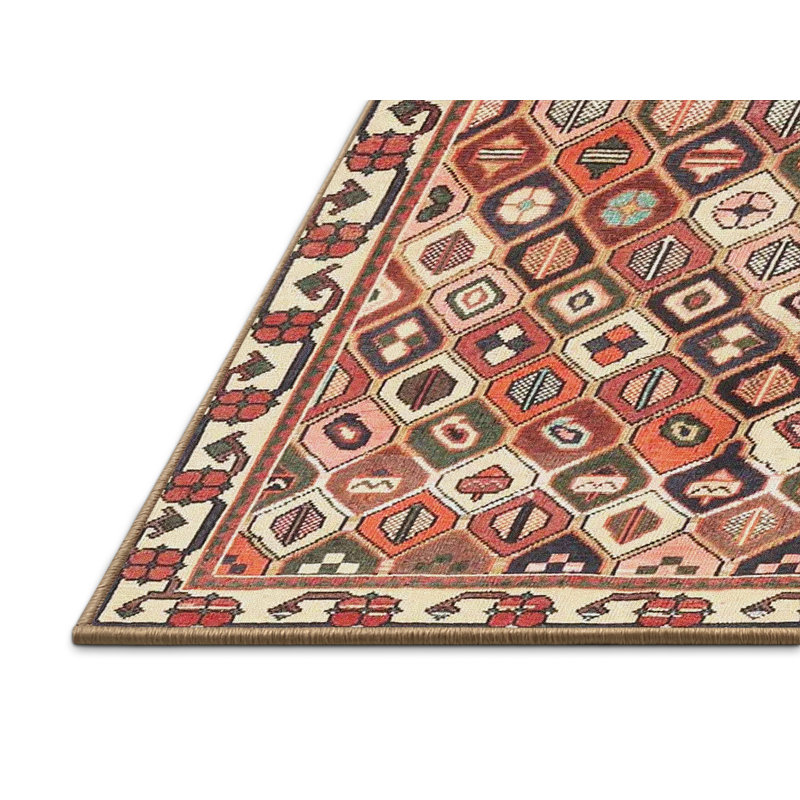 Tapis traditionnel rouge / beige Lavely, Rectangle 8 pi x 10 pi