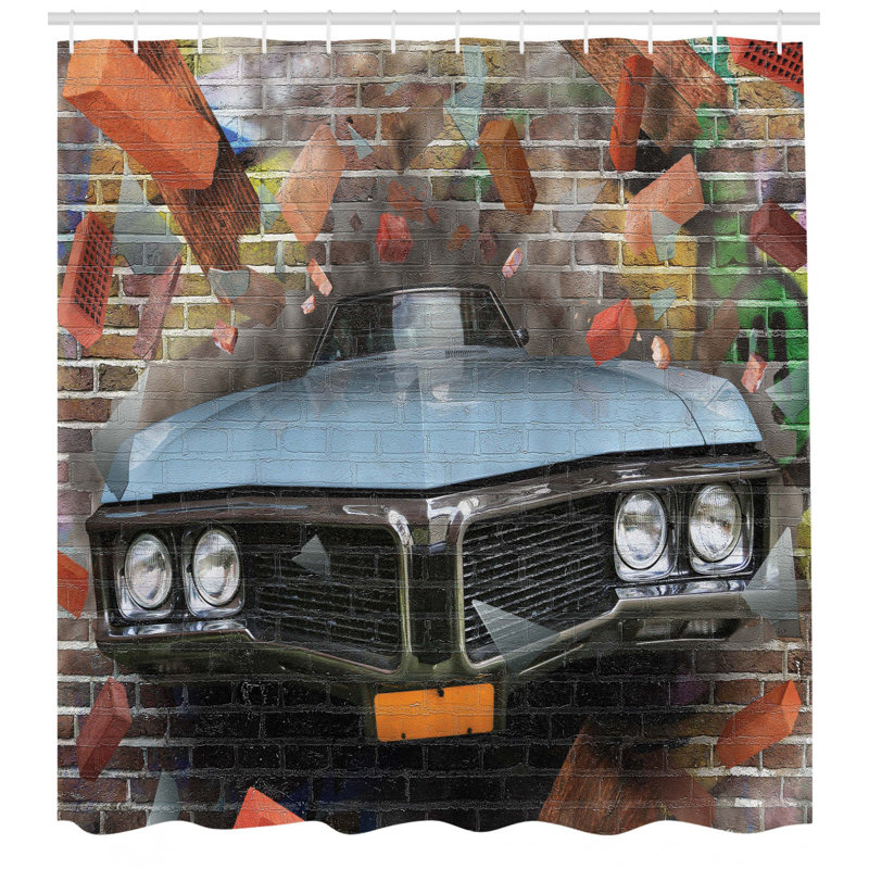 Ervin Graffiti Style Street Art Shower Curtain Set, 75" H x 69" W