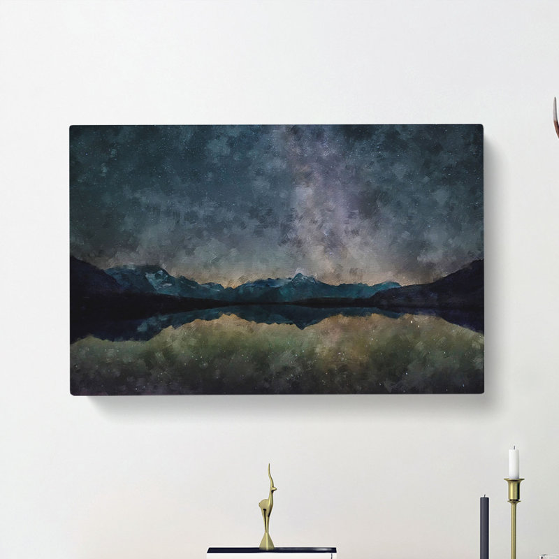 Mountain Star Reflection In Italy - Wrapped Canvas Painting, 60cm H x 91cm W x 3cm D