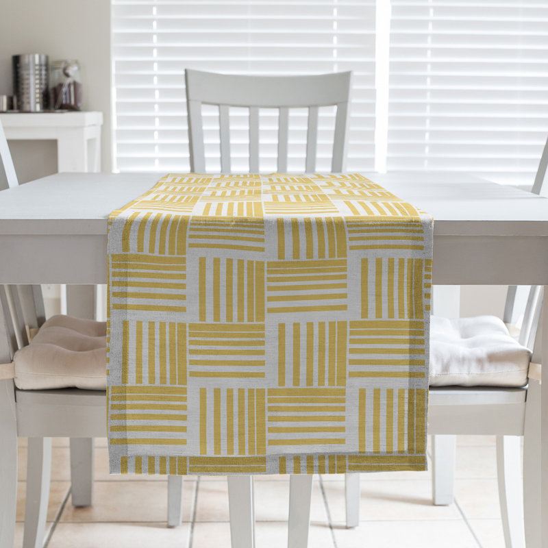 Fractured Stripes Table Runner, 16" x 72", Cream Yellow
