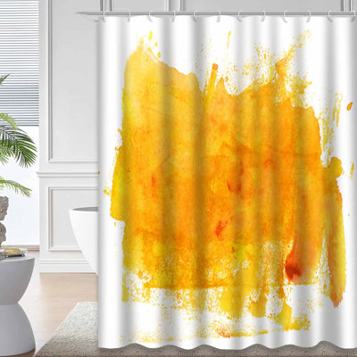 Yellow Waterproof Shower Curtain,Shower Curtains for Bathroom with 12 Hooks