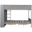 Lit superposé double pleine grandeur en gris - 2 tiroirs et armoire à plusieurs couches pour un espace de rangement supplémentaire qui rehausse l'apparence de votre chambre à coucher, structure en bois massif et sommeil confortable-1643537674-1643537676