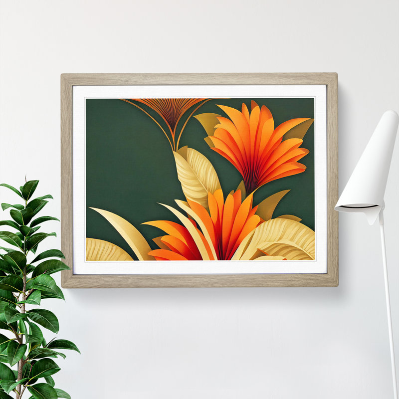 Spectacular Flowers Deco - Framed Print, 46cm H x 64cm W, Oak Frame