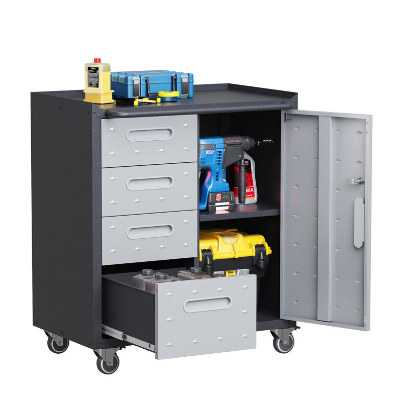 29.5” W Metal Removable Garage Storage Cabinet - Four Drawers Tool Cabinet.