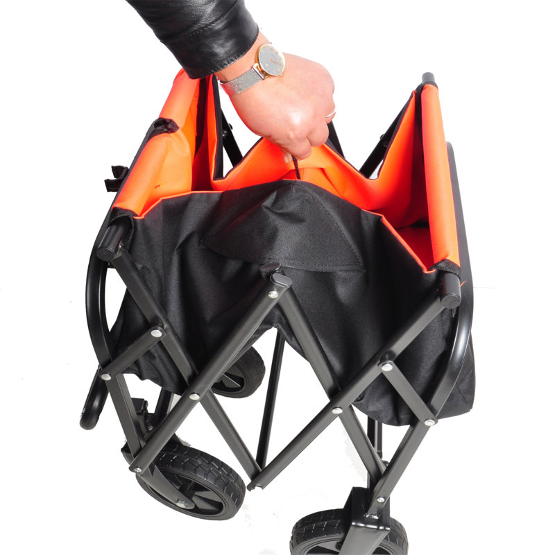 Mini chariot de plage pliable, Noir / Orange, H 3,01 pi x l 2,52 pi x P 1,65 pi