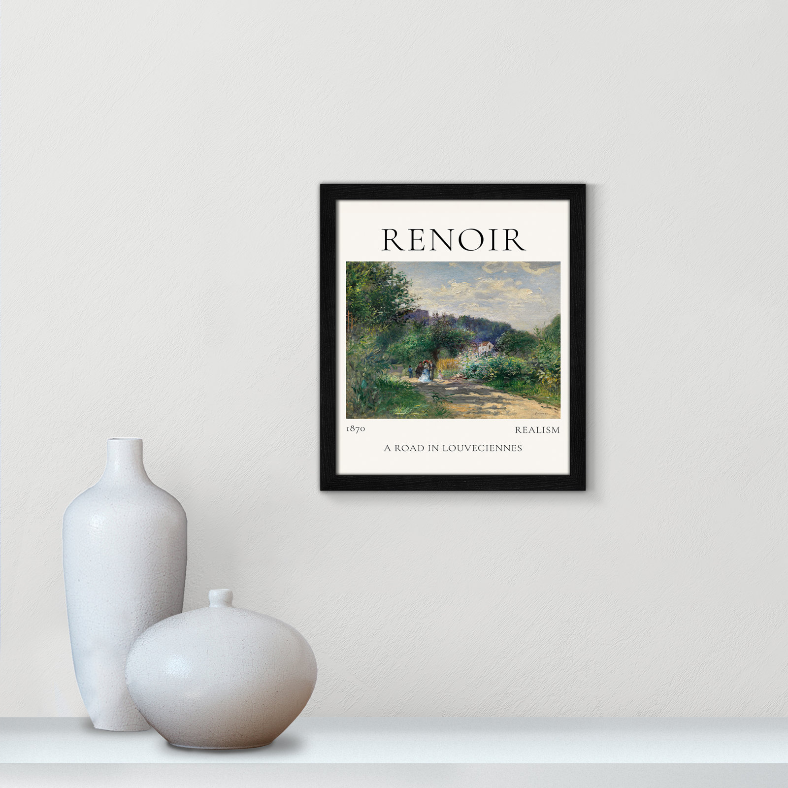 Old Masters Collection "A Road in Louveciennes" Print, No, Black Single Picture Frame, 15" H x 13" W x 0.75" D
