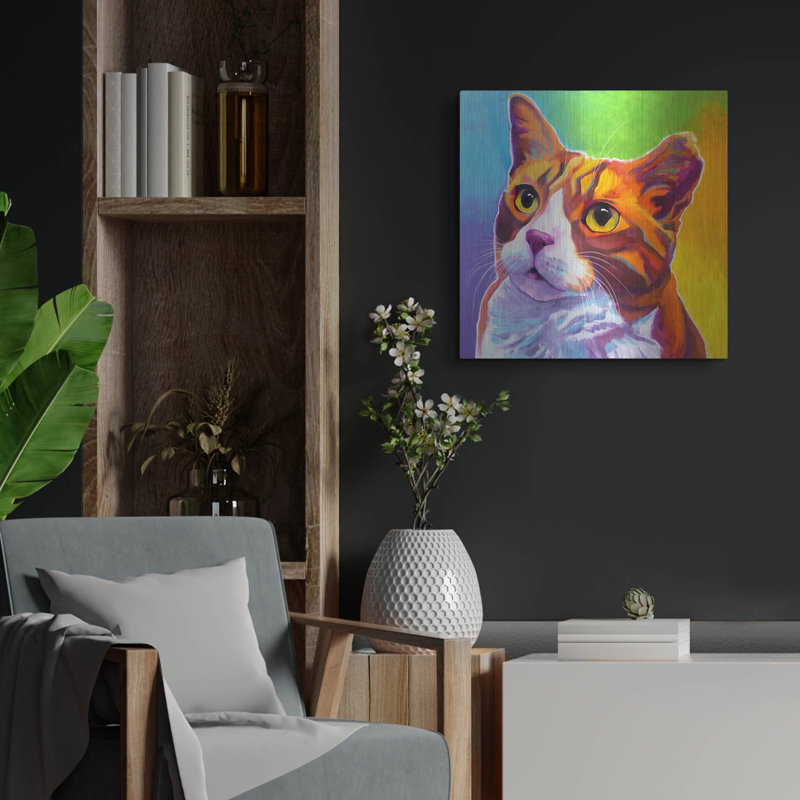 «Cat - Ernie» par Dawg Painter, art mural en métal, H 24 po x l 24 po