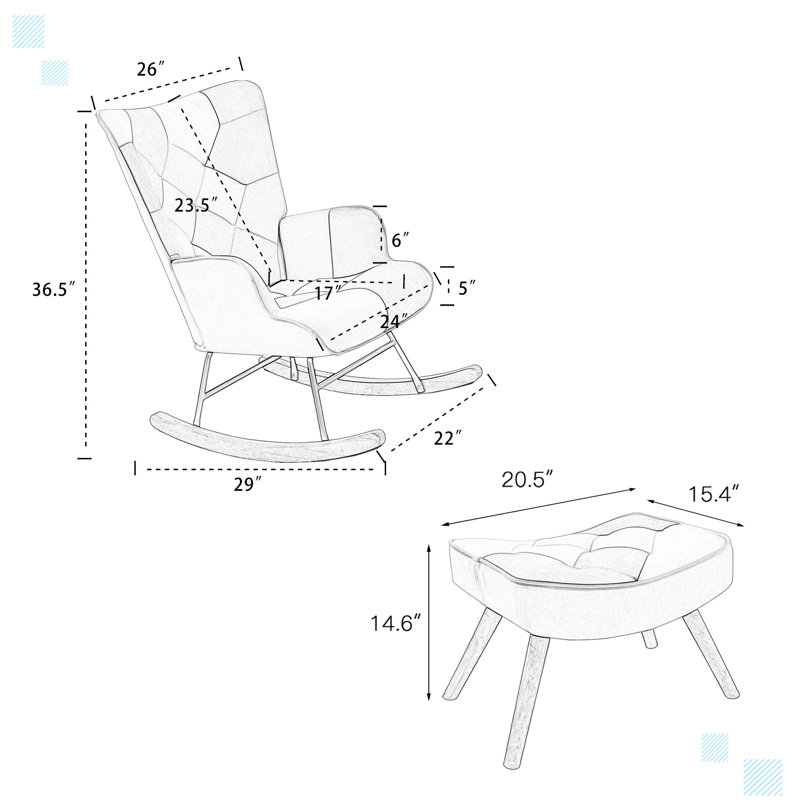Chaise berçante rembourrée Kerth
