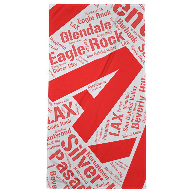 Bath Towel, Red, Poly/Cotton, Los Angeles