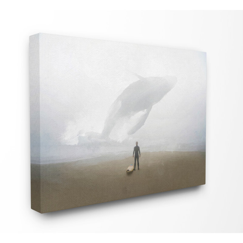 «Whale Surf Beach» par Joshua Chace, reproduction d'impression sur bois, H 16 po x l 20 po x P 1,5 po, Toile