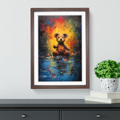 Teddy Bear Action Painting Art - Framed Print
