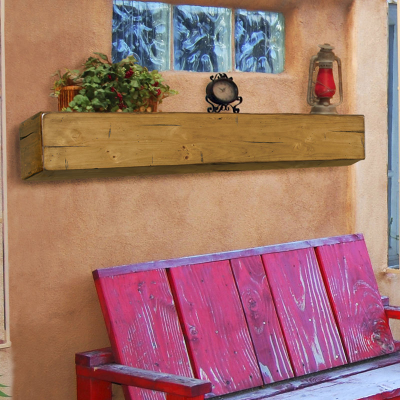 Rustic Unfinished Wood Floating Mantel Shelf, 72"