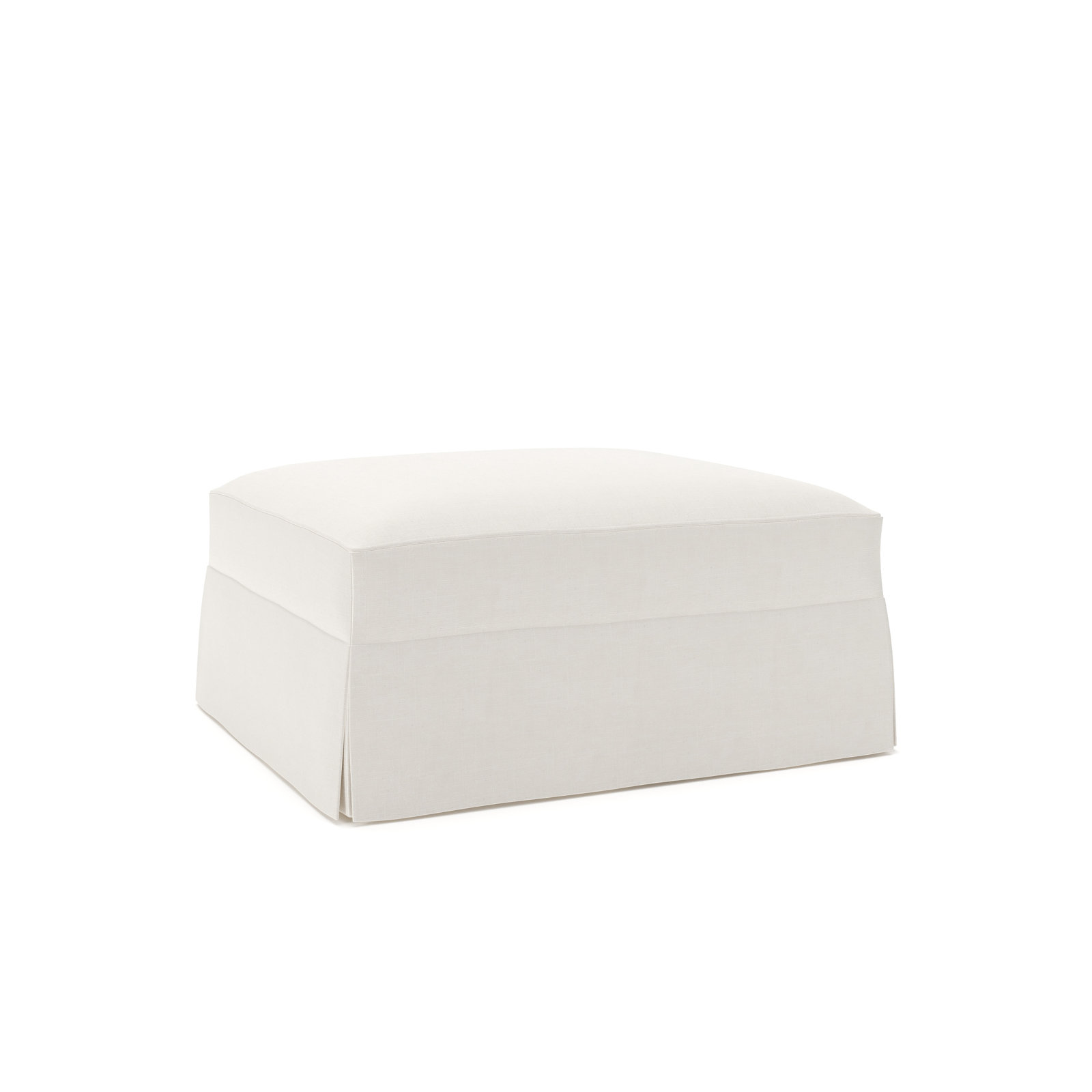 Lucia Upholstered Ottoman, Lena Off White Performance Linen Blend