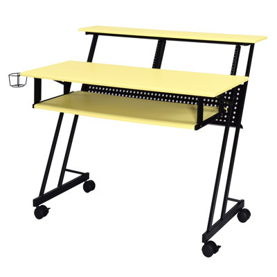 Yellow Black Music Table - Metal Frame And Wooden Surface Equipment With Build