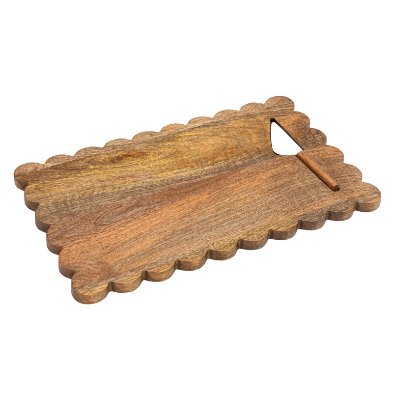 Planche à fromage en bois de manguier avec couteau incrusté