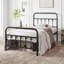 Classic Metal Platform Bed Iron Open-Frame Bed with High Headboard and Footboard-901025118-848028358