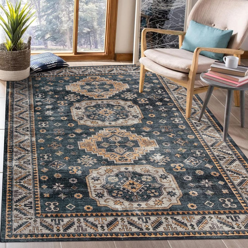 Tapis d'entrée Vintage Vintage, Rectangle 6 pi x 9 pi