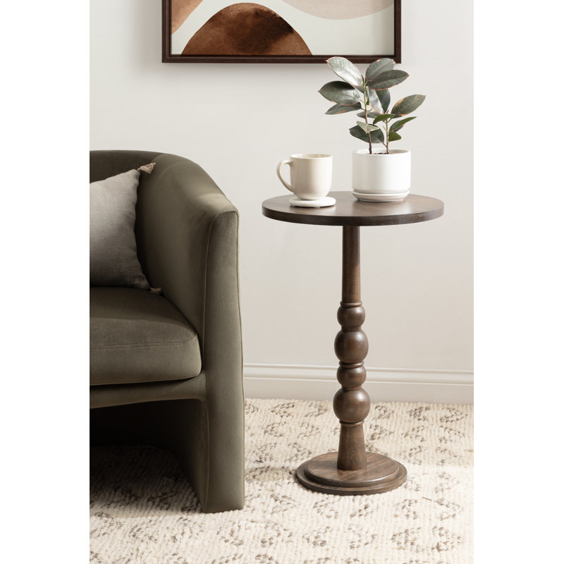 Table d'appoint ronde en bois, Brun