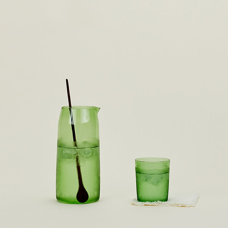 Glass Pitcher, Olive