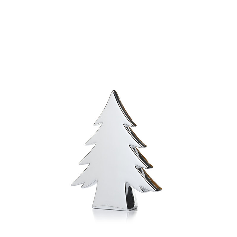 Décoration de table arbre de Noël en céramique, H 16,5 po x l 13 po x P 2,75 po, Argent