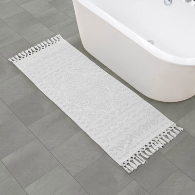 French Connection Nellore Fringe Machine Washable Cotton Bath Rug
