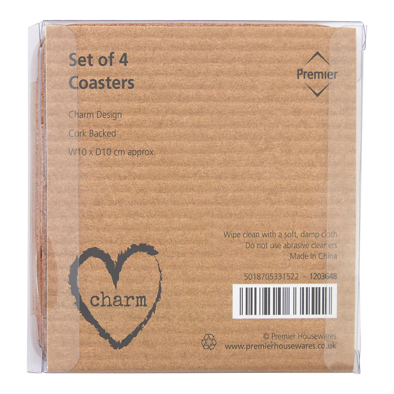 Snell Cork Square 4 Piece Coaster Set
