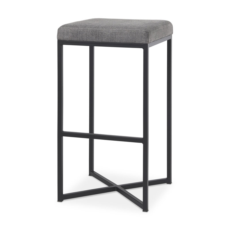 Tabouret de comptoir rembourré Rosetta, Tabouret de bar (siège d'une hauteur de 30,3 po), Gris