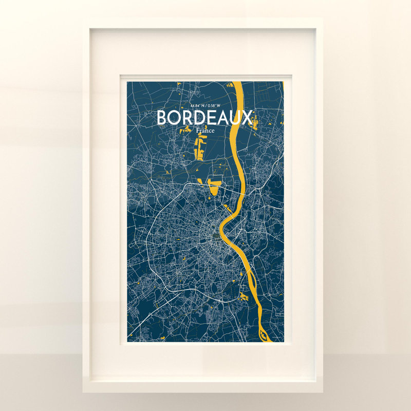Bordeaux City Map In Amuse - No Frame Print, 17cm H x 11cm W x 0.05cm D