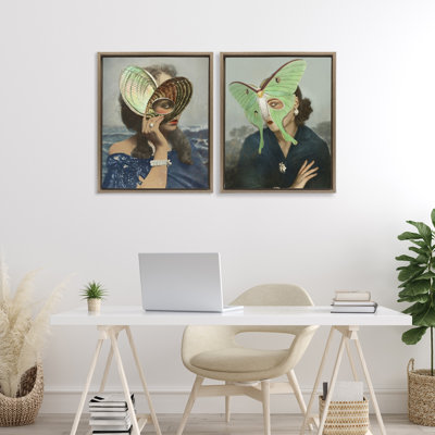 Ensemble de cadres flottants 2 pièces Naturalist Women Portraits, design par Victoria Barnes