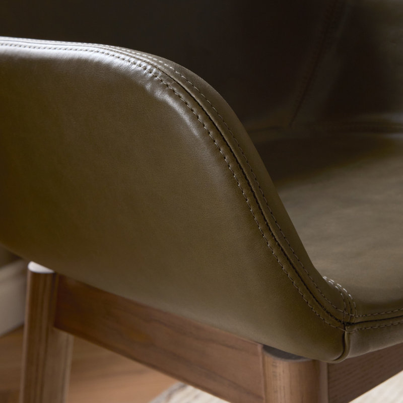 Tabouret pivotant en cuir Bahari, Ambre cendré, Mousse Dulane / cuir véritable