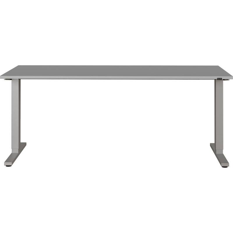 Adjustable Metal Base Standing Desk, Light Grey/Silver