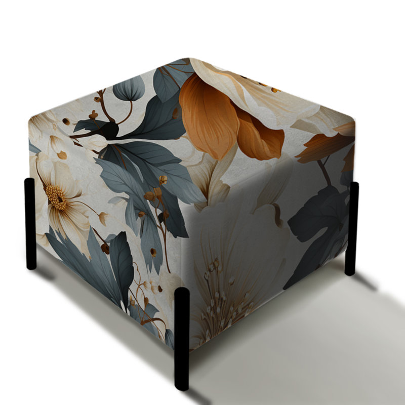 Rustic Elegance Floral Pattern IV - Floral Square Ottoman