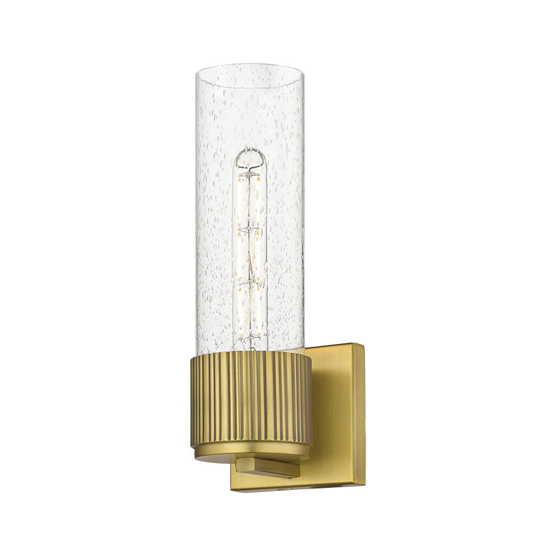 Applique murale 1 lumière 12 "Bolivar, Laiton brossé, H 15 po x l 5,1 po x P 4 po, Bullé