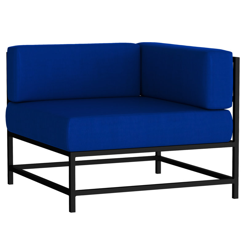 Chaise de patio avec coussins Sunbrella Delano, Bleu pacifique, Gris Tex
