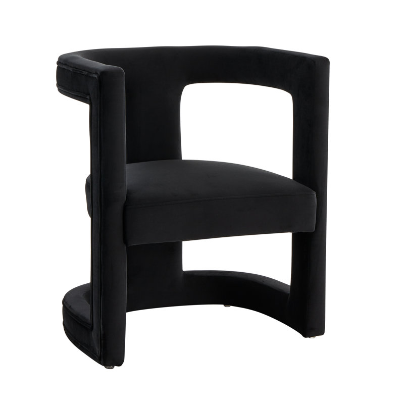 Fauteuil demi-tonneau en velours Dounton, Velours noir