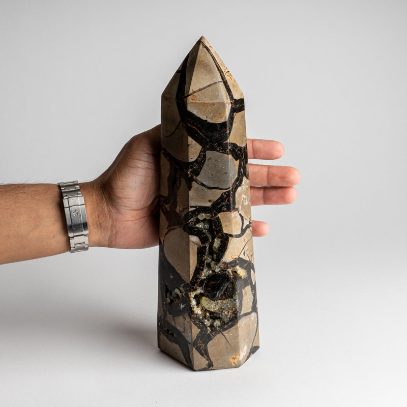 Septarian Druzy Sculpture, 11" H x 3" W x 3" D
