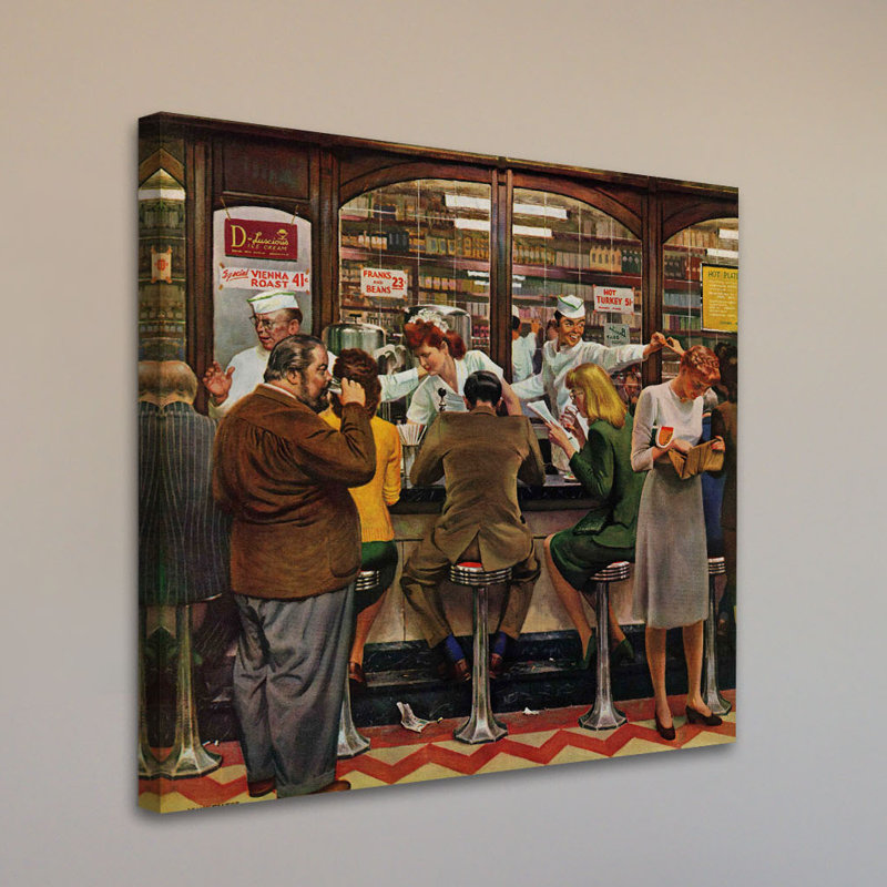 Lunch Counter by John Falter - Wrapped Canvas Painting, 46 cm H x 46 cm W