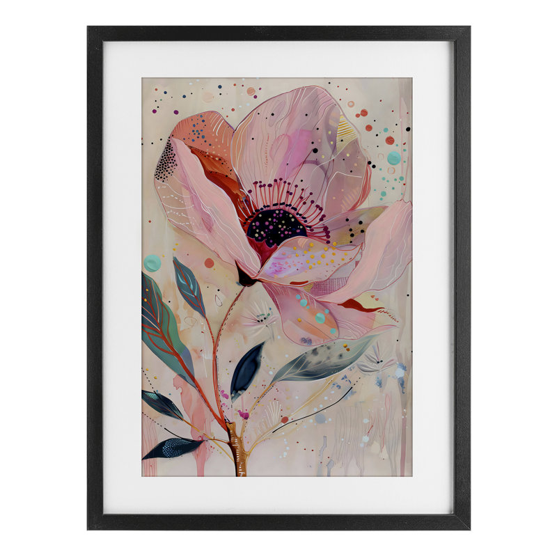 «Colorful Dots Pink Poppy», reproduction encadrée sous verre, design par LSR Design Studio, H 23 po x l 17 po