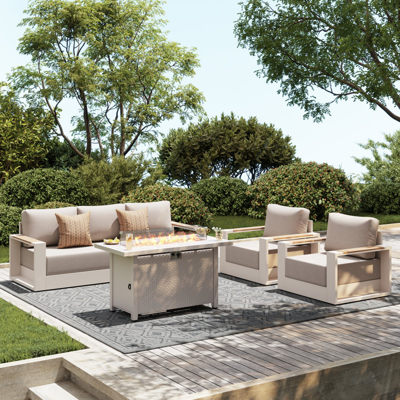Outdoor 4-Piece Seating Group With  Fire Pit Table