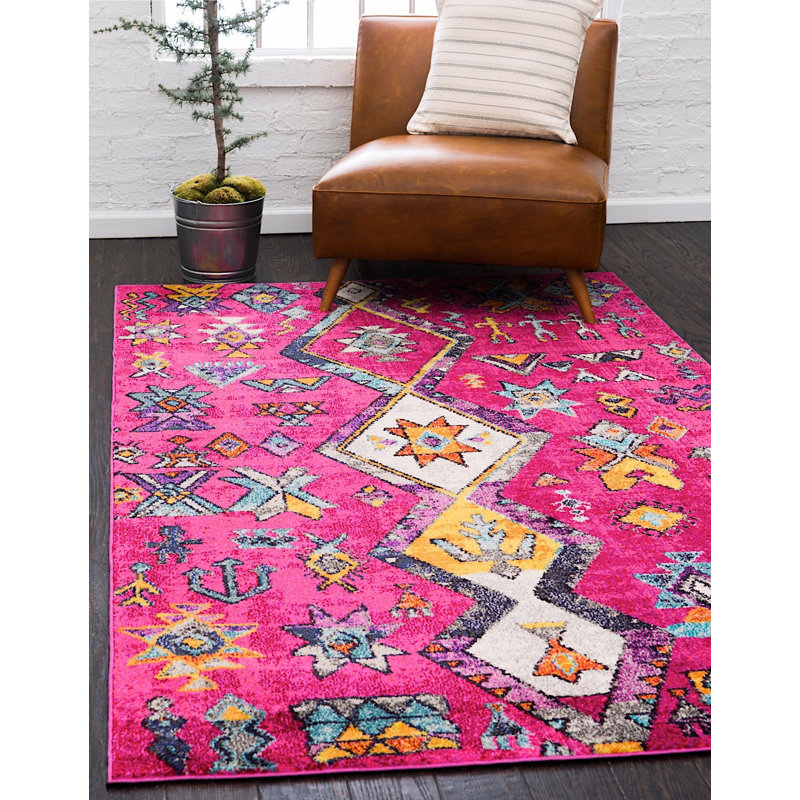 Tapis à motif géométrique rouge Sierra, Rectangle 4 pi x 6 pi